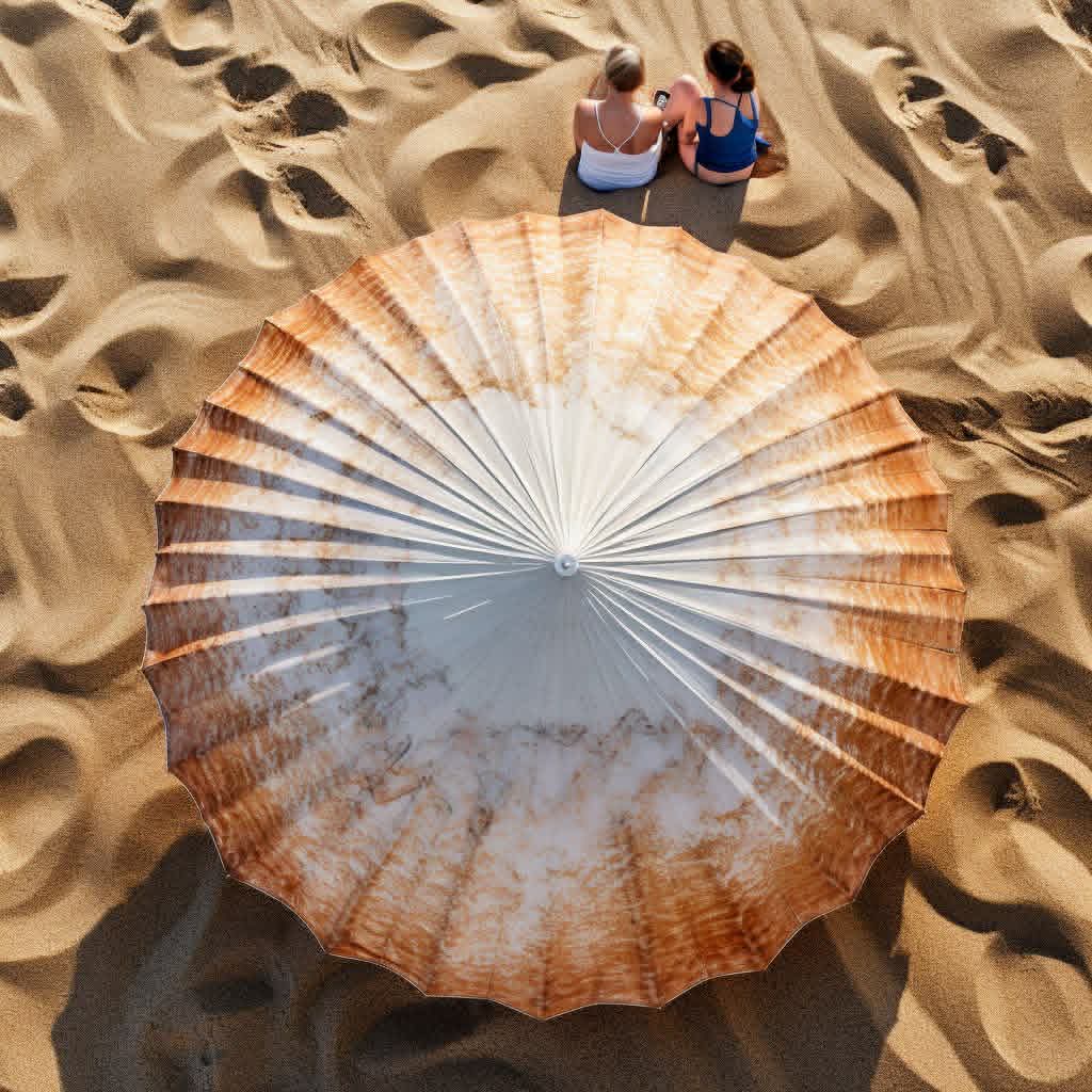 Beach umbrella with a high-definition scallop shell texture